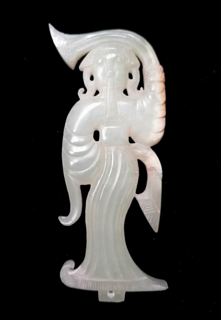E008 A White Jade Carving of A Dancing Lady